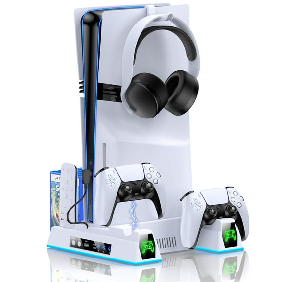 PS5 Cooling Stand with Dual PS5 Charging Dock,ESYWEN PS5 Accessories,Cooling Station for PS5 Pro,Slim,Disc,Digital