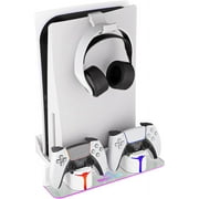 PS5 Wall Mount & Charge Station w/RGB Lighting - for PS5/Slim/Pro/Digital, White