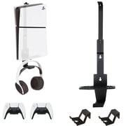 PS5 Wall Mount Kit with Controller & Headset Holders, Heavy Duty Steel Wall Mount for PS5/PS5 Slim/PS5 Pro Disc & Digital Editions
