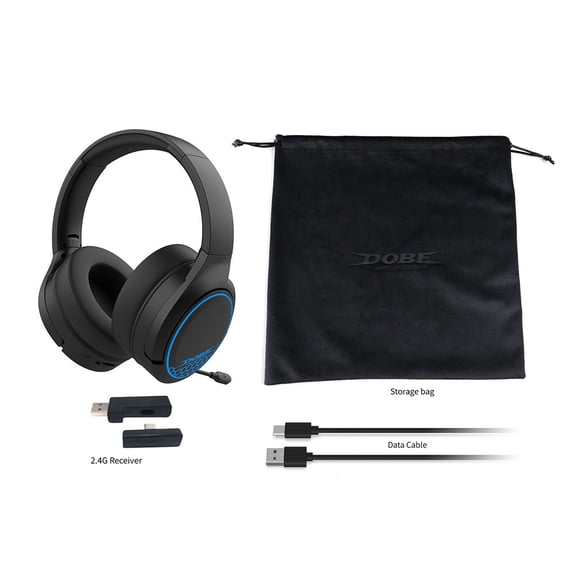 PS5 Wireless 2.4G Gaming Headset with RGB Lights & Microphone - Universal Compatibility for PS4/Switch/PC | Over-Ear Stereo Sound, Noise-Canceling Mic, Long Battery Life, Plug-and-Play Setup