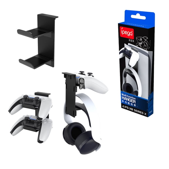 PS5/Xbox Series X|S Universal Controller & Headphone Hanger - Side-Mounted Gaming Accessory Stand, Space-Saving Organizer for DualSense & Xbox Controllers | Gaming Accessories