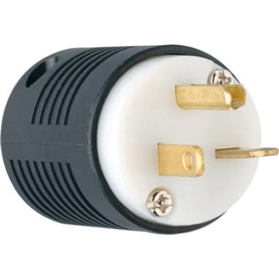 PS5466XCCV4 Heavy Duty Straight Blade Plug, 20A, Black & White