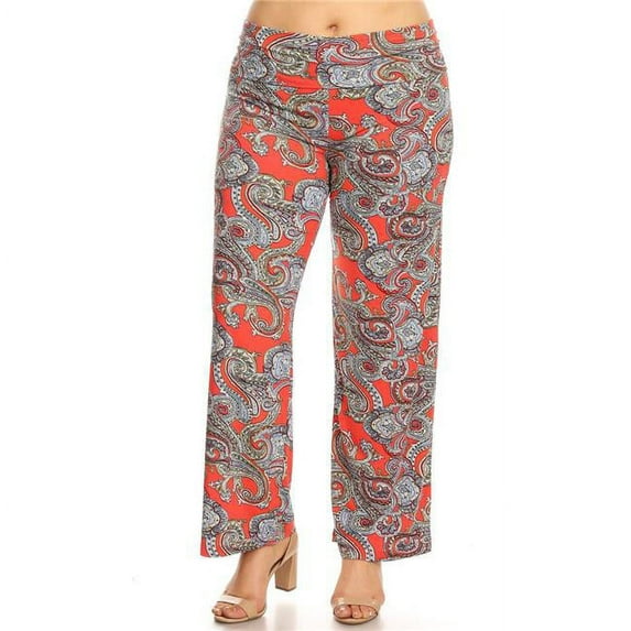 PS550-303-2XL Women Plus Size Paisley Printed Palazzo Pants - 2XL