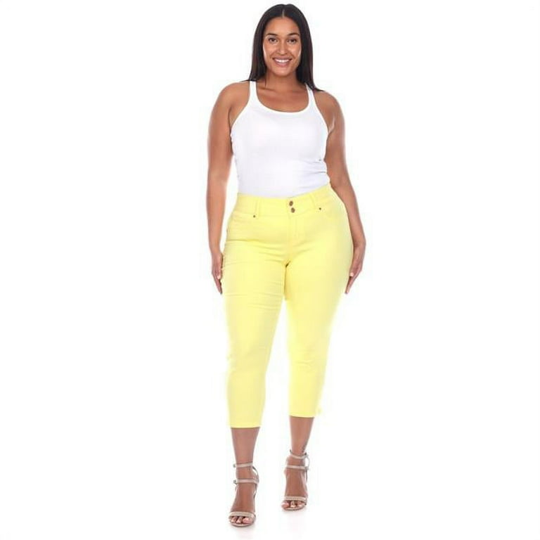 PS553 03 14 Women Plus Size Capri Jeans Yellow Mark Size 14