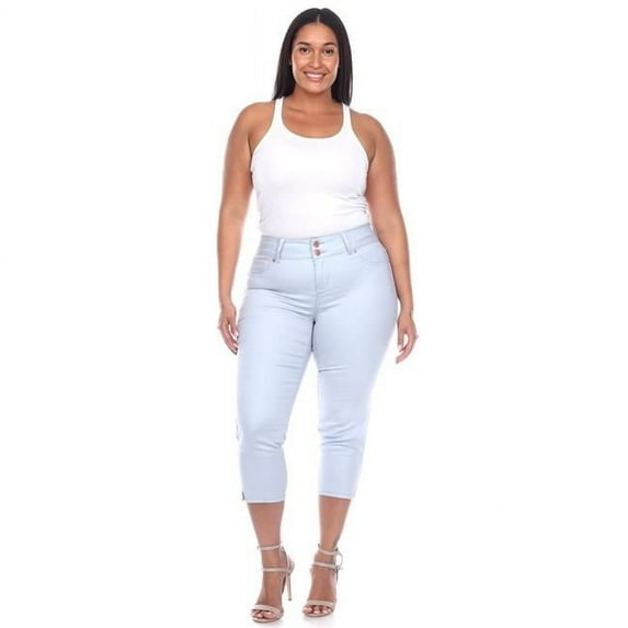 PS553-04-14 Women Plus Size Capri Jeans - Blue Mark - Size 14