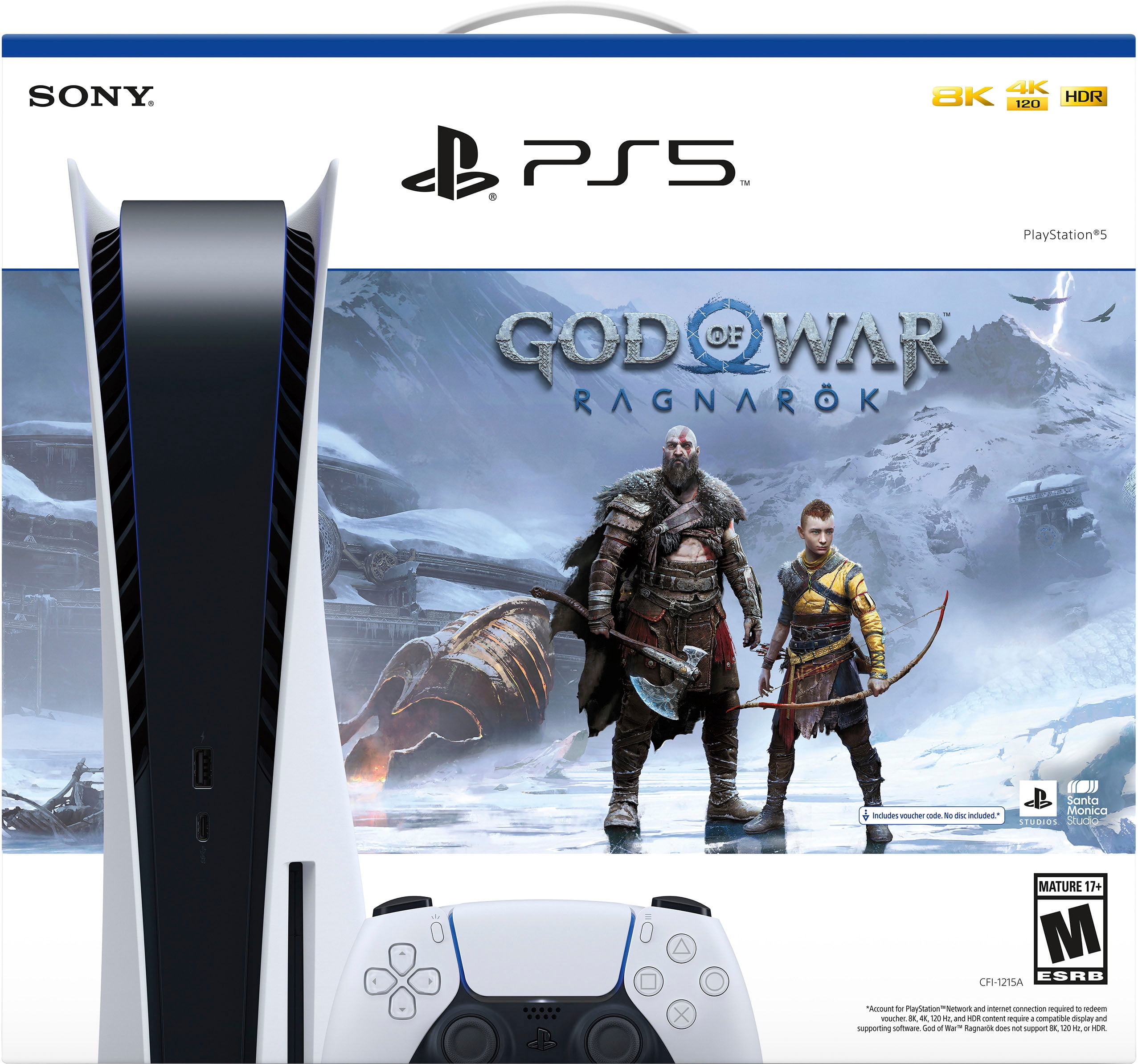 PS5Console Playstation 5 Disc Version Gaming PS5 Console God of War Ragnarok  Bundle with 4K UHD Blu-ray Player - Black Cleaning Cloth