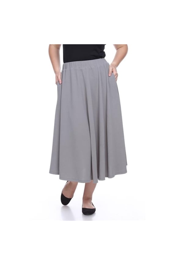 PS709-10-3XL Womens Plus Tasmin Flare Midi Skirt, Grey - 3XL