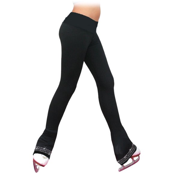 PS735 Solid Over-the-hill Skate Elite Figure Skating Pants with Front Pocket and Crystal (CXL/AXS, AB Crystal)