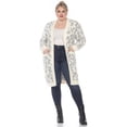 thumbnail image 1 of PS8837-03-2X-3X Plus Size Leopard Print Open Front Sherpa Coat, Beige - 2X & 3X, 1 of 1