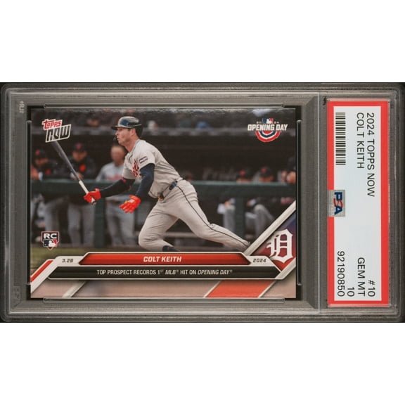 PSA 10 Colt Keith 2024 Topps Now #10 1st MLB Hit Rookie Card Detroit Tigers