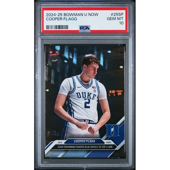 PSA 10 Cooper Flagg 2024 Bowman University Now #25SP Rainbow Foil SP Rookie Card