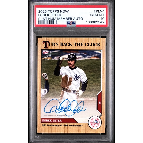 PSA 10 Derek Jeter 2024 Topps Now #PM-1 Turn Back the Clock Platinum Member Auto Rare Trading Card New York Yankees