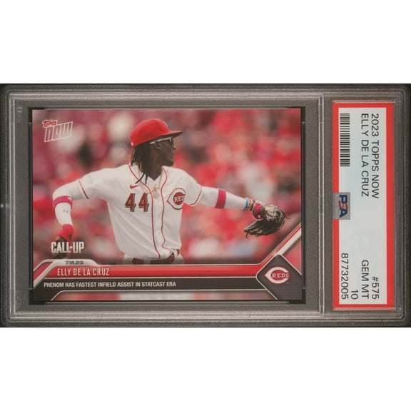 PSA 10 Elly De La Cruz 2023 Topps Now #575 Fastest Infield Assist Rookie Card