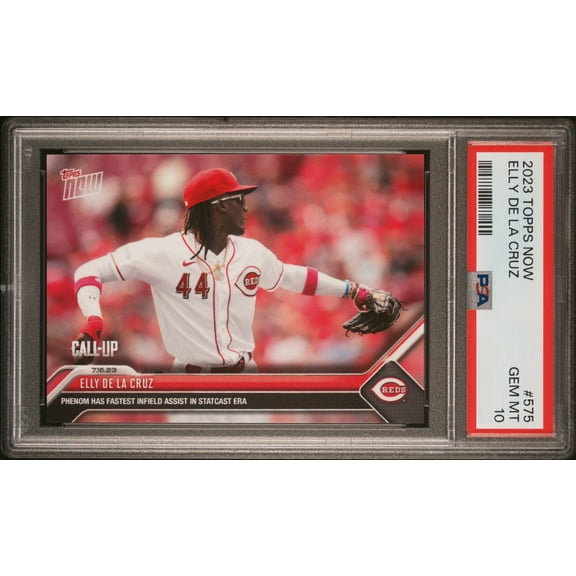 PSA 10 Elly De La Cruz 2023 Topps Now #575 Fastest Infield Assist Rookie Card