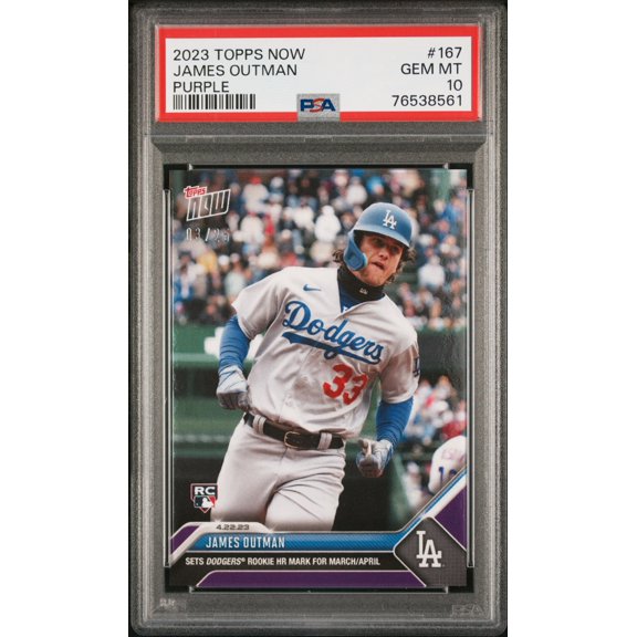 PSA 10 GEM-MT James Outman 2023 Topps Now #167 Rookie Card Purple #3/25