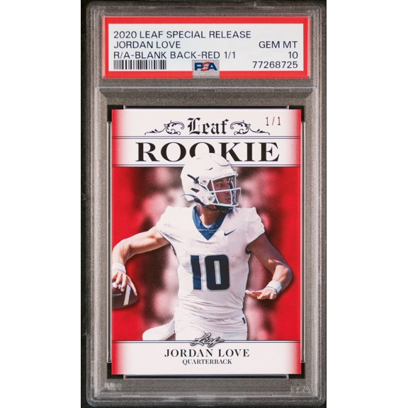 PSA 10 Jordan Love 2020 Leaf Exclusive #3 Rookie Card Blank Bank-Red 1/1