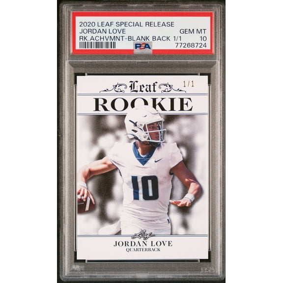 PSA 10 Jordan Love 2020 Leaf Exclusive #3 Rookie Card White Blank Back 1/1