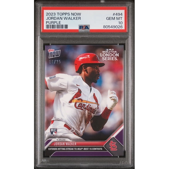 PSA 10 Jordan Walker 2023 Topps Now #494 Purple SP #16/25 Rookie Card
