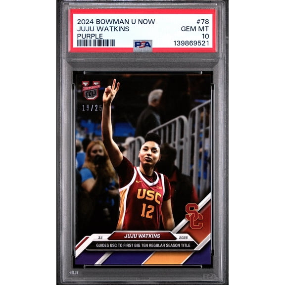 PSA 10 JuJu Watkins 2024 Bowman University Now #78 Purple #19/25 Rookie Card USC