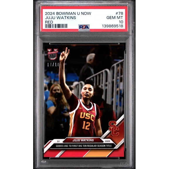 PSA 10 JuJu Watkins 2024 Bowman University Now #78 Red #10/10 Rookie Card USC