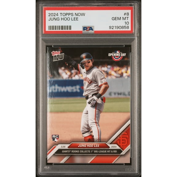 PSA 10 Jung Hoo Lee 2024 Topps Now #8 1st Big League Hit Rookie Card San Francisco Giants