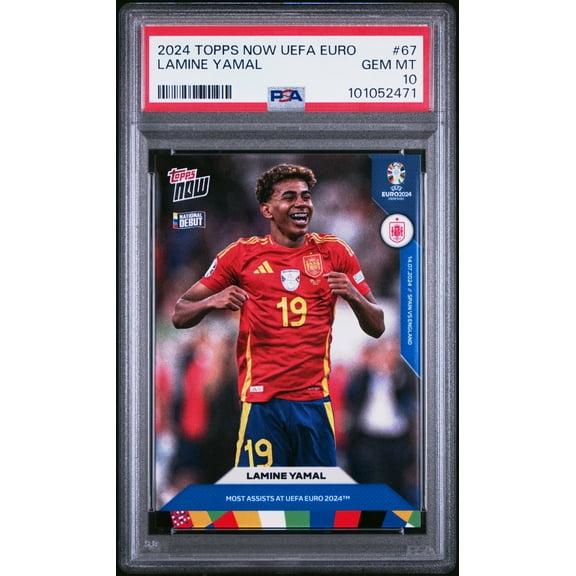 PSA 10 Lamine Yamal 2023 Topps Now #67 Most Assists at Euro 2024 Rookie Card