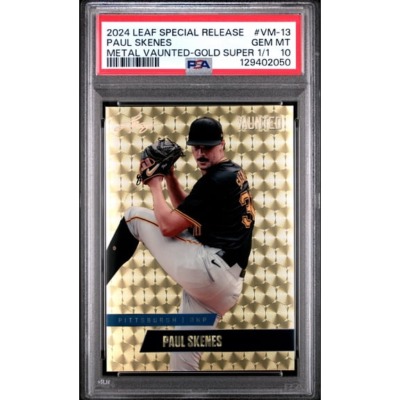 PSA 10 Paul Skenes 2024 Leaf Vaunted Metal #VM-13 Gold Superprismatic 1/1 Card