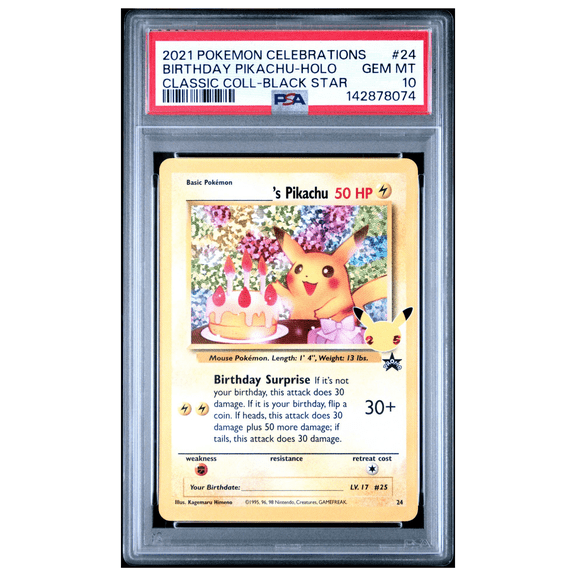 PSA 10 Pokemon Celebrations Birthday Pikachu Holo Graded Card #24 GEM MINT