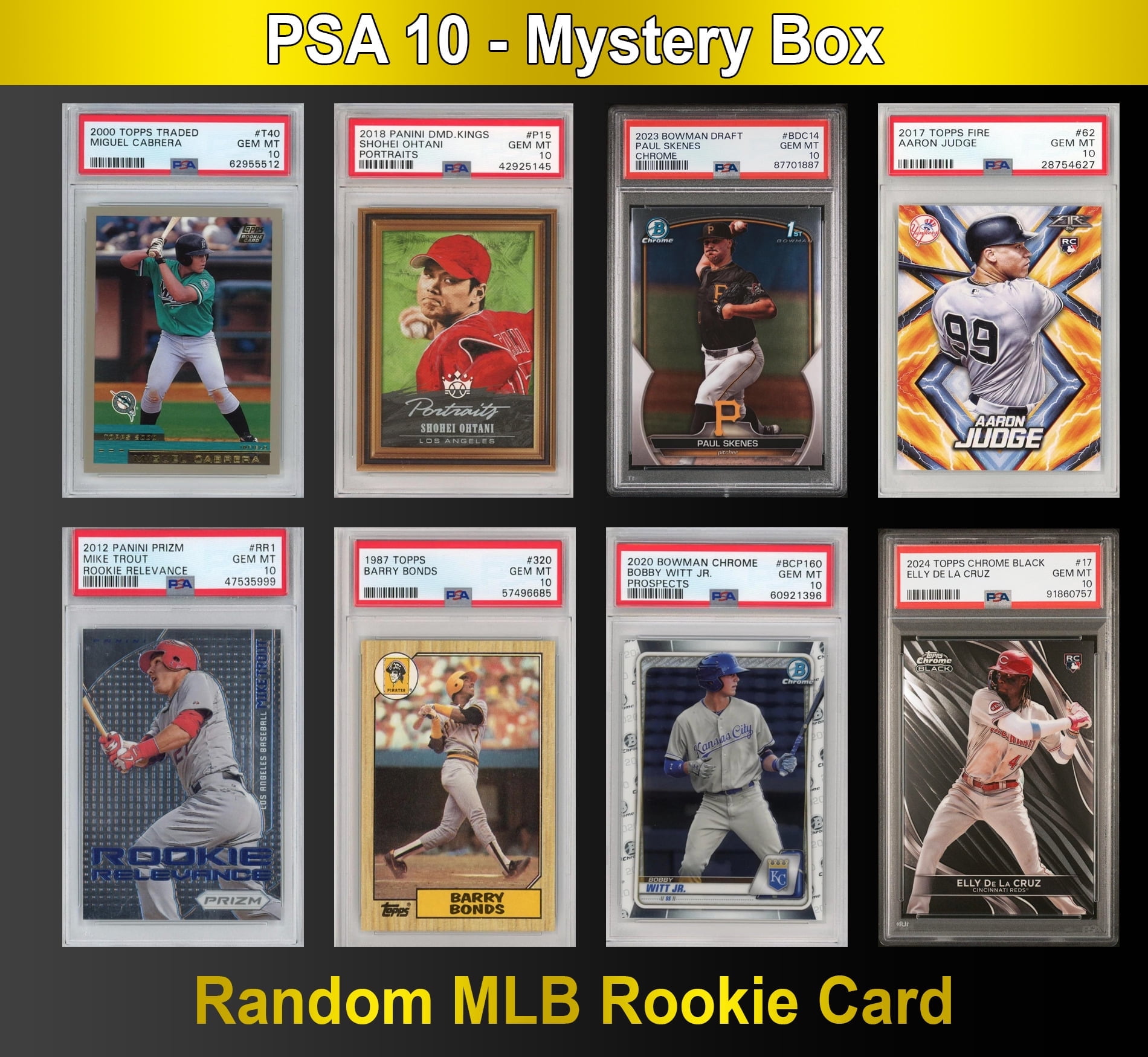 PSA 10 Graded Random MLB Baseball Rookie Card Mystery Pack