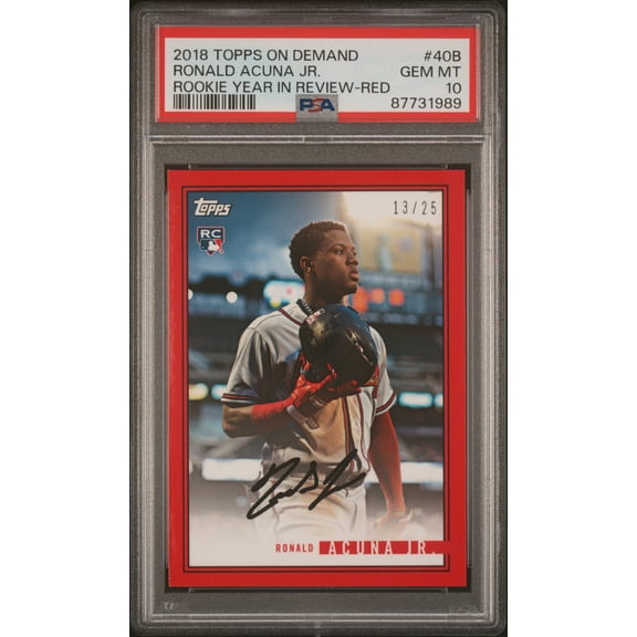 PSA 10 Ronald Acuna Jr. 2018 Topps on Demand #40B Red 13/25 Rookie Card Atlanta Braves