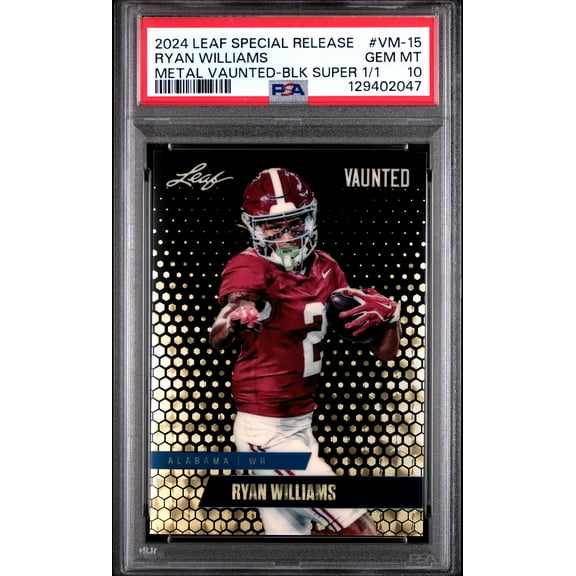 PSA 10 Ryan Williams 2024 Leaf Vaunted Metal #VM-15 Gold Superprismatic 1/1 Card