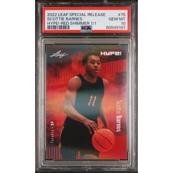 PSA 10 Scottie Barnes 2022 Leaf Hype! #75 Red Shimmer 1/1 Rookie Card