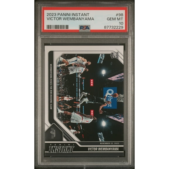 PSA 10 Victor Wembanyama 2023 Panini Instant #98 Rim Rocking Slam Rookie Card San Antonio Spurs