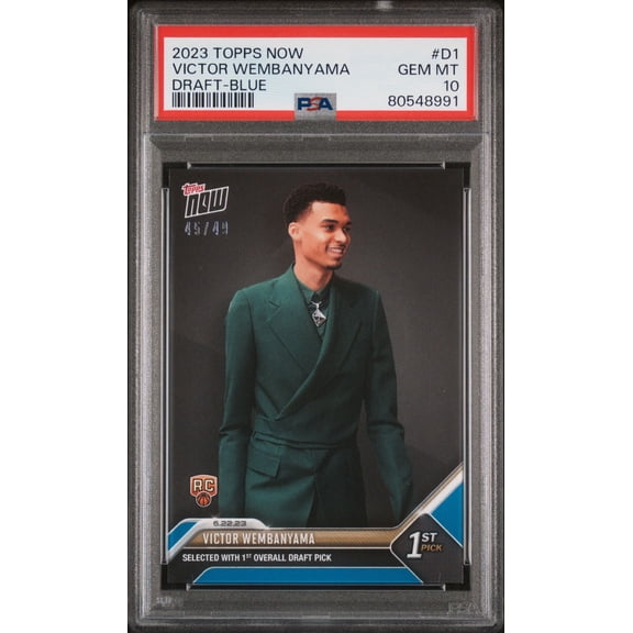 PSA 10 Victor Wembanyama 2023 Topps Now #D1 Blue SP #45/49 Made Rookie Card