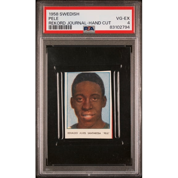 PSA 4 Pele 1958 Swedish Rekord Journal-Hand Cut Rookie Card Brazil