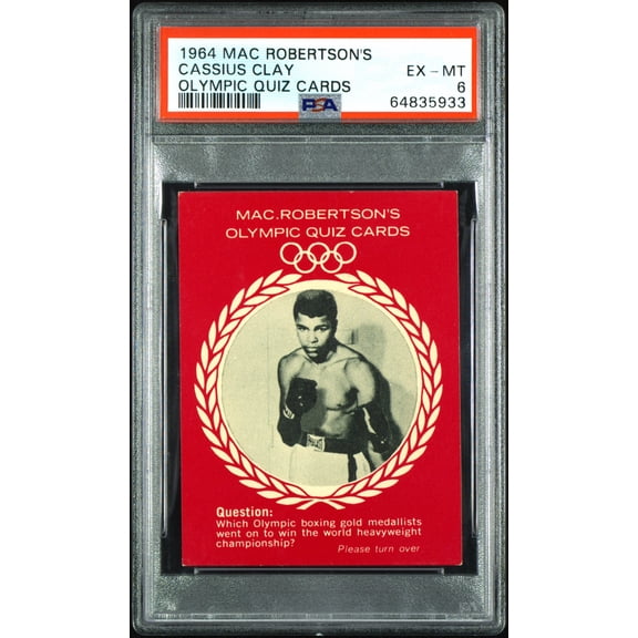 PSA 6 Cassius Clay/Muhammad Ali 1964 Mac Robertson Olympic Quiz Rookie Card