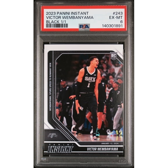 PSA 6 Victor Wembanyama 2023 Panini Instant #243 Black 1 of 1 Rookie Card