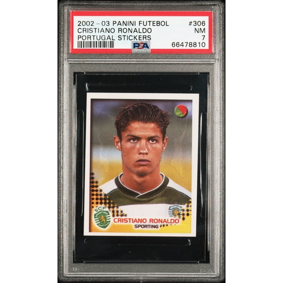 PSA 7 Cristiano Ronaldo 2002 Panini Futebol #306 Sticker Rookie Card Al-Nassr