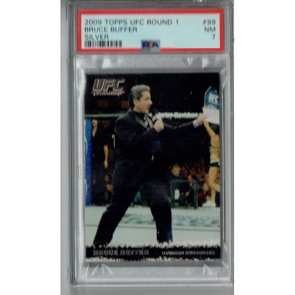 PSA 7 NM Bruce Buffer 2009 Topps UFC Round 1 #99 Rookie Card Silver 288 Made