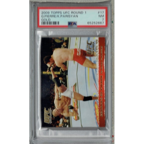 PSA 7 NM Georges St-Pierre 2009 Topps UFC Round 1 #17 Rookie Card Thick Gold SP