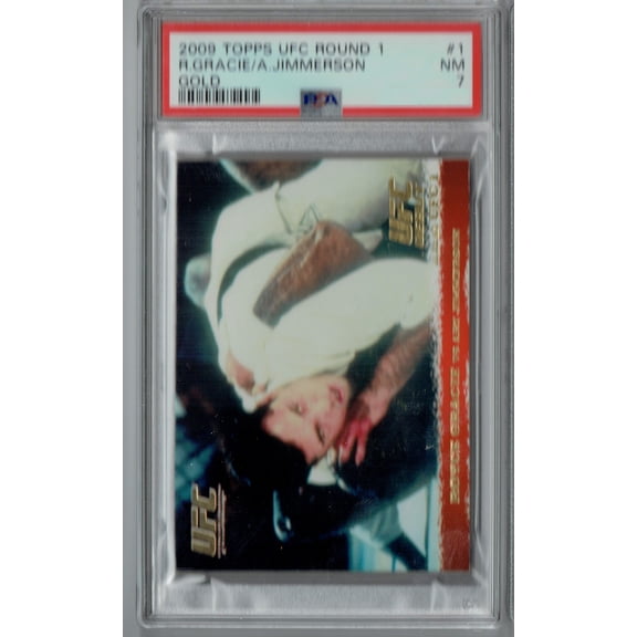 PSA 7 NM Royce Gracie 2009 Topps UFC Round 1 #1 Rookie Card Gold