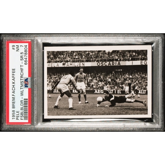 PSA 7 Pele 1958 Bremer Fachring Kaffee #9 Weltmeistershaft Rookie Card Brazil