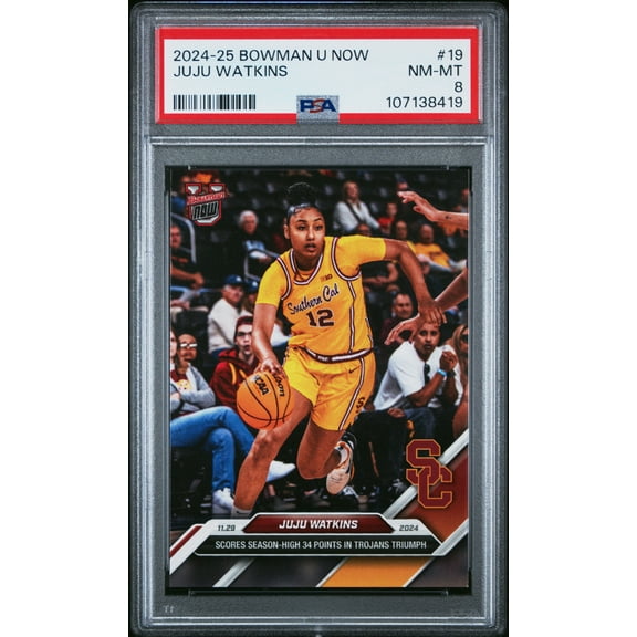 PSA 8 JuJu Watkins 2024 Bowman University Now #19 USC Trojans Rookie Card