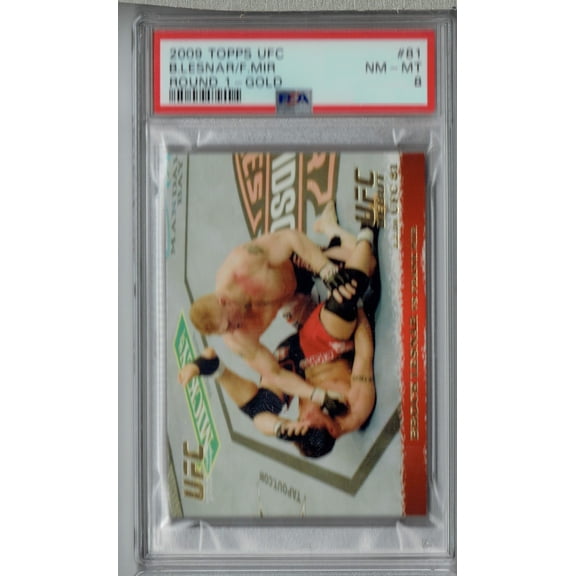 PSA 8 NM-MT Brock Lesnar Frank Mir 2009 Topps UFC #81 Rookie Card Round 1-Gold