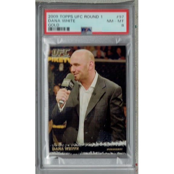 $ PSA 8 NM-MT Dana White 2009 Topps UFC Round 1 #97 Rookie Card Thick Gold SP
