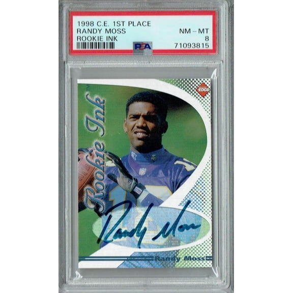 PSA 8 Randy Moss 1998 Collectors Edge 1st Place #0 Rookie Card Rookie Ink Auto
