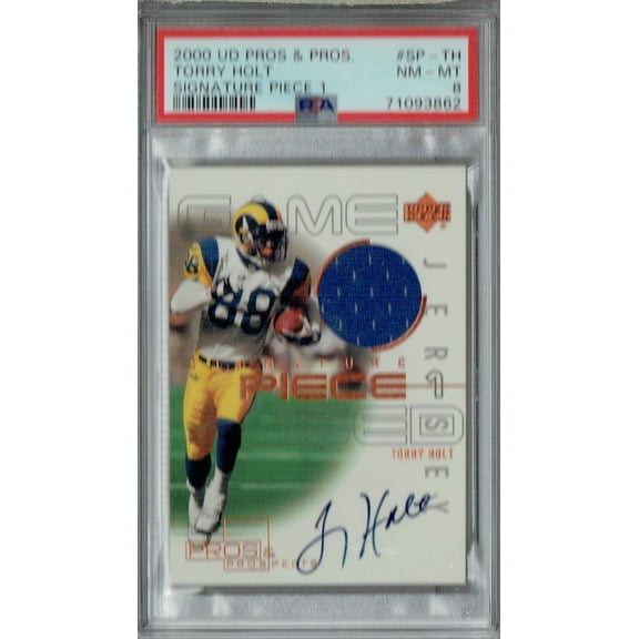 PSA 8 Torry Holt 2000 UD Pros & Pros #SP-TH Rare Trading Card Signature Piece 1