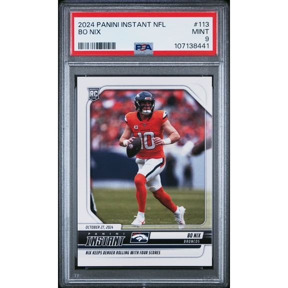 PSA 9 Bo Nix 2024 Panini Instant #113 Just 542 Made Rookie Card Denver Broncos