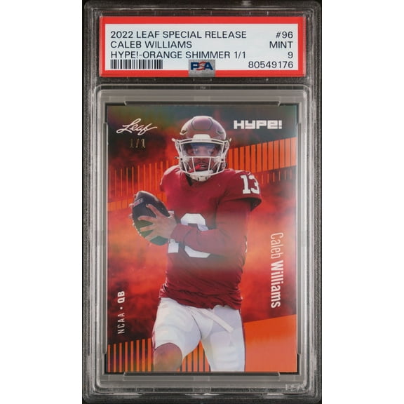 PSA 9 Caleb Williams 2022 Leaf Hype! #96 Orange Shimmer 1/1 Rookie Card