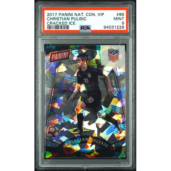 PSA 9 Christian Pulisic 2017 Panini National #86 Cracked Ice Rookie Card AC Milan